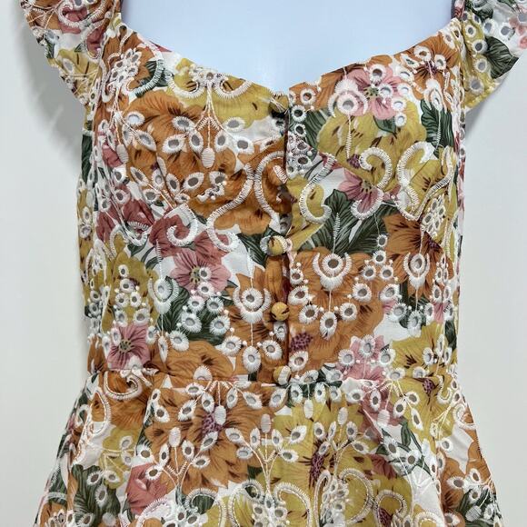En Saison Presley Midi Dress Tiered Skirt Floral Embroidered M Ruffle Cottage - Picture 5 of 11